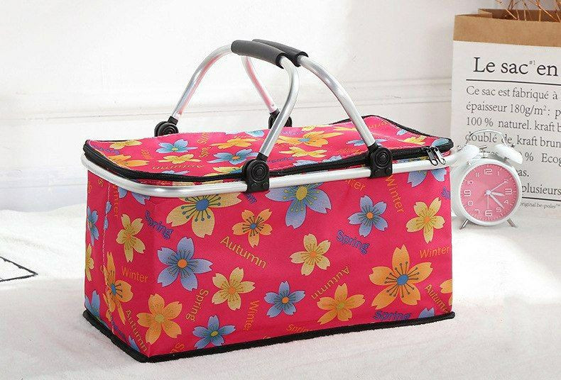Panier isolant pour crème glacée en tissu Oxford 600D imprimé, sac à emporter en film d'aluminium épaissi, sac de pique-nique portable en plein air, sac de glace en gros