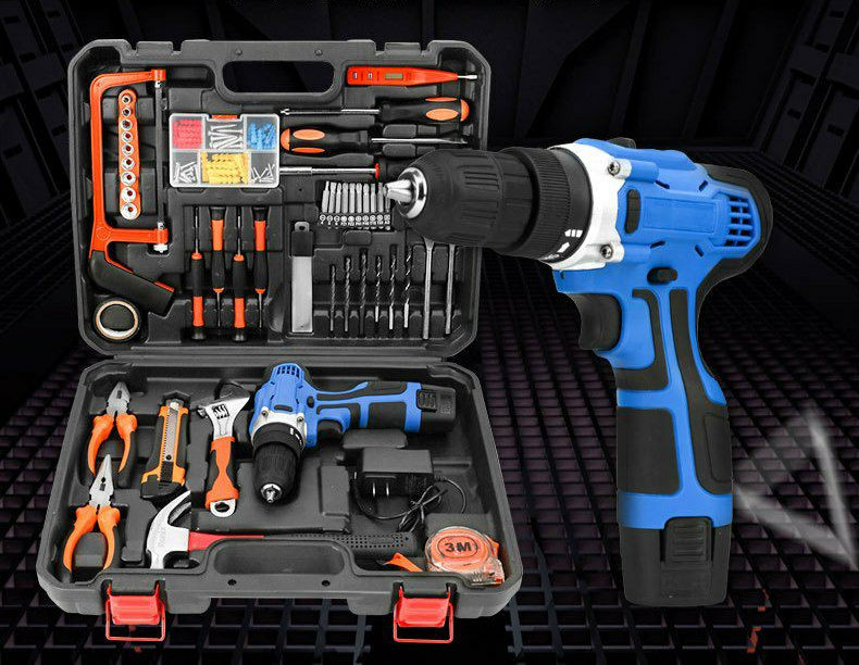 Nouveau ensemble de boîtes à outils de forage à impact électrique en 124 pièces, ensemble de combinaison de maisons, réparation de la boîte à outils de forage électrique