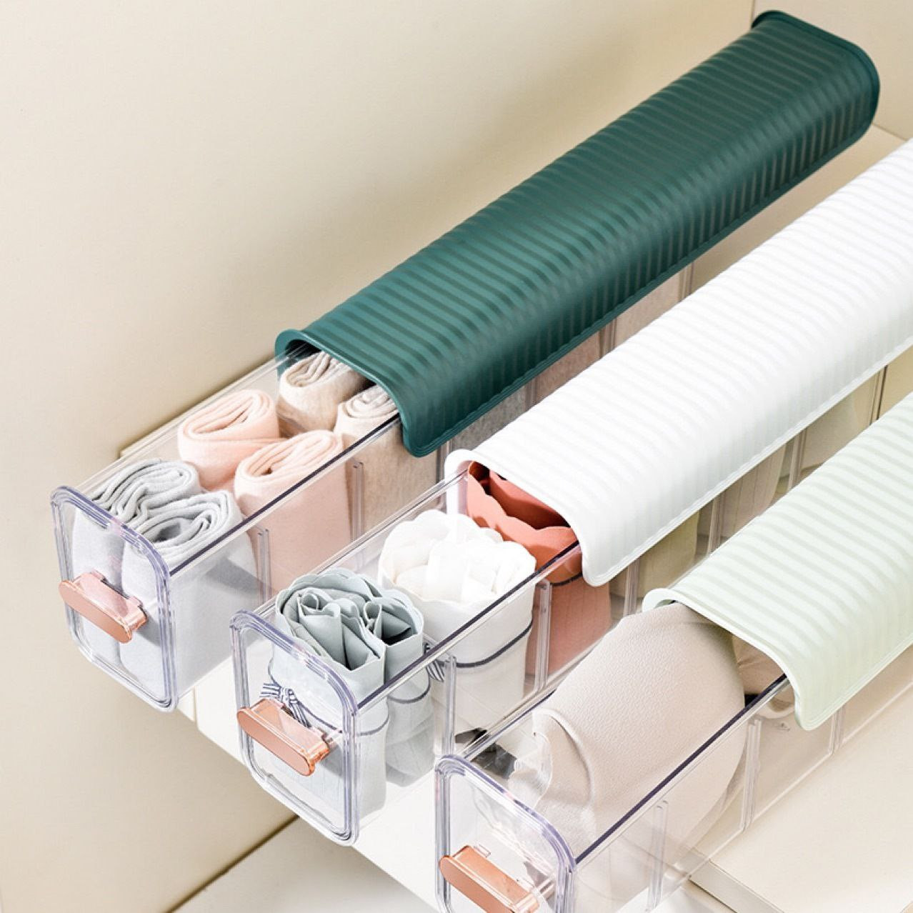 Boîte de rangement murale sans couture pour sous-vêtements pour chaussettes et culottes soutien-gorge de style tiroir boîte de rangement pour armoire à cloison transparente
