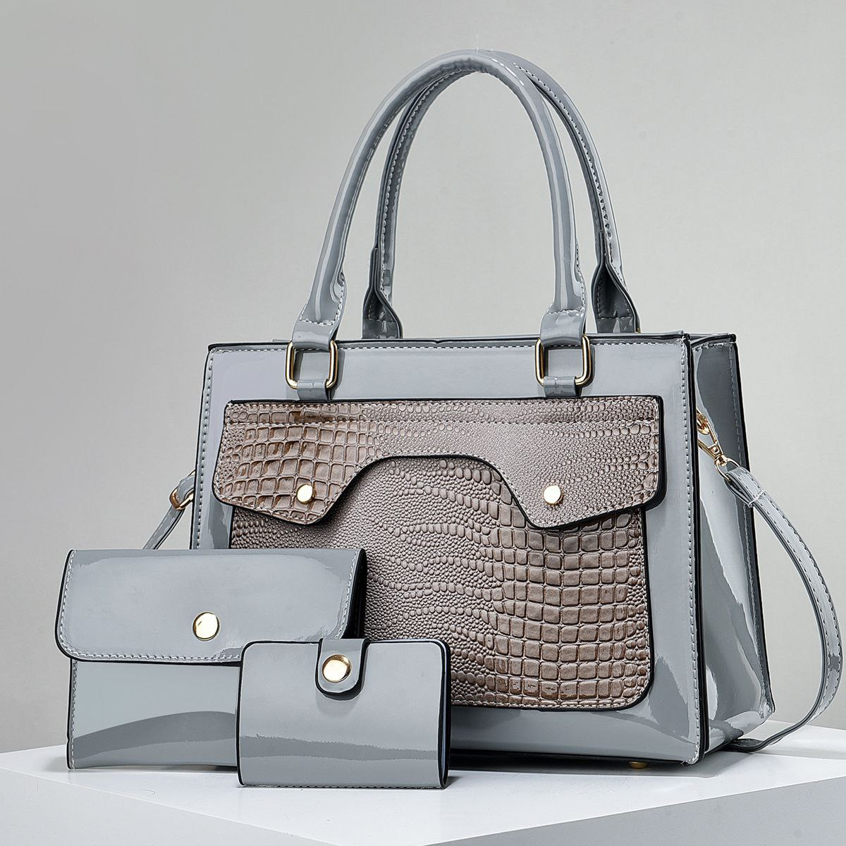 Nouveau sac pour femmes Design de niche Sacs en cuir brillant pour femmes, trois pièces