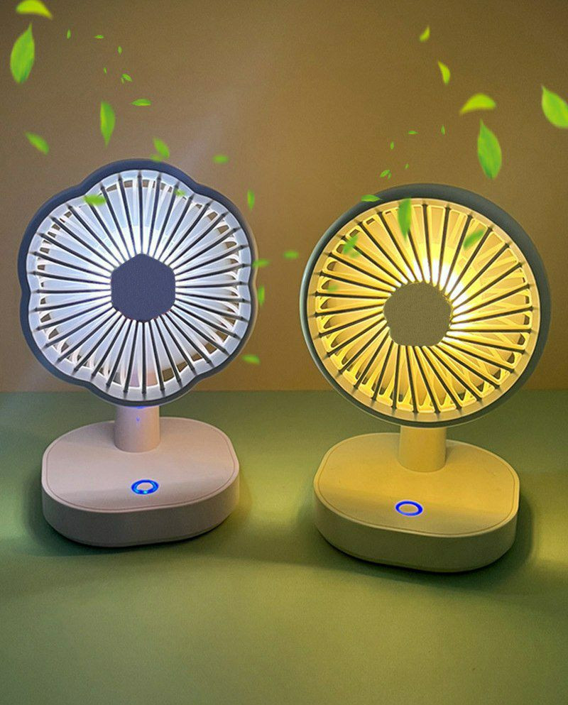 MINI VENTILATEUR Ventilateur de bureau son grand vent veilleuse étudiant dortoir portable USB charge petit ventilateur jouet