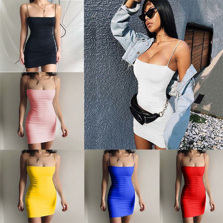 couleur unie sans manches robe courte pour femme