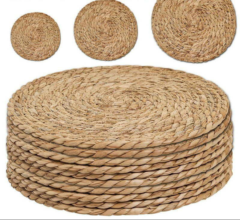 Tapis d'isolation de chaleur de ratant paille rond bol, tapis plateau de table a manger à domicile, pastorale tasse à thé