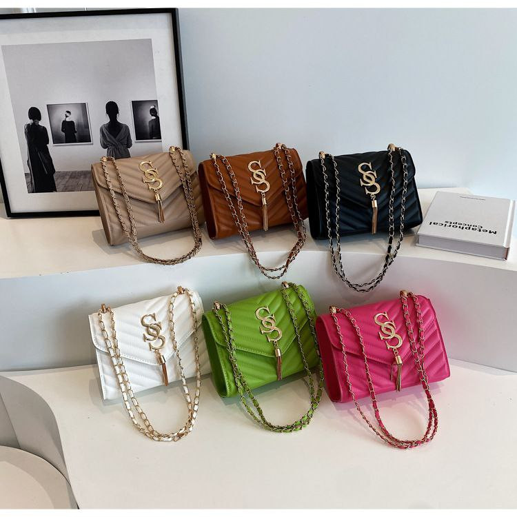 Sac à chaîne pour femmes, nouvelle mode d'automne, bandoulière simple, petit sac carré double s brodé, sac pour femmes